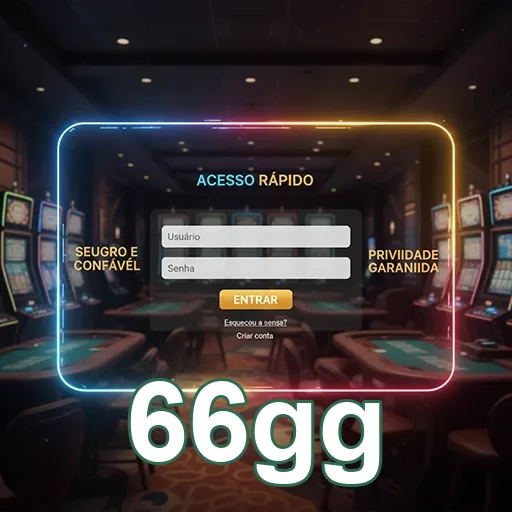 Tela de login do 66gg com tema de cassino e opções de acesso.