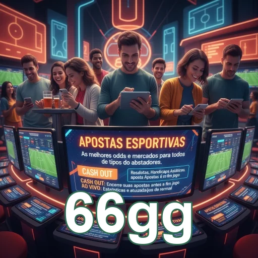 Jogadores utilizando o app 66gg para apostas esportivas.