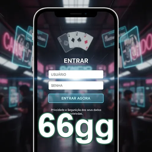 Tela de login do aplicativo 66gg com campos para usuário e senha.