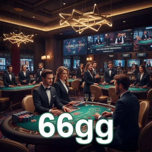 Jogadores em um cassino ao vivo no 66gg com croupiers.
