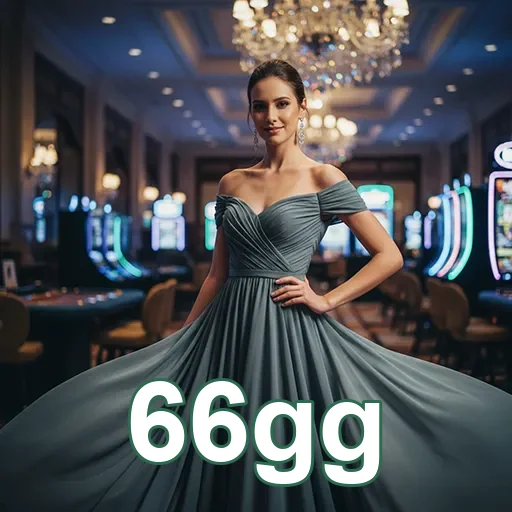 Mulher em ambiente de cassino elegante com 66gg.