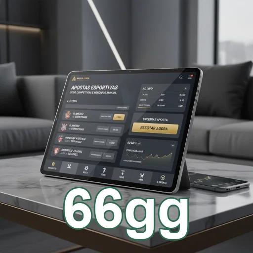 Tela de tablet exibindo jogos de slots no 66gg.