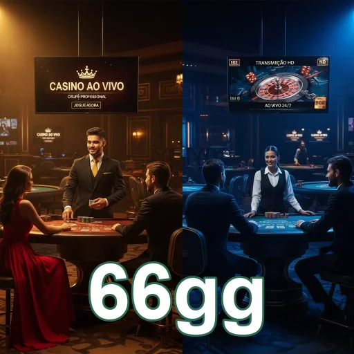 Interface de cassino ao vivo em 66gg, com jogadores e dealer.